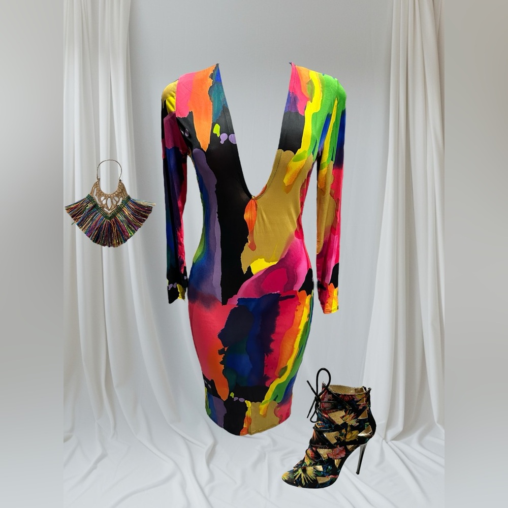 Multi-Color Abstract Bodycon Dress